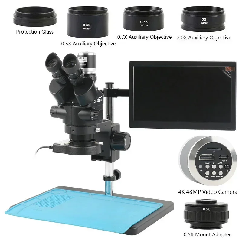 Trinocular Stereo Microscope 7X-45X - Microscope trinoculaire stéréo à focale simulée
