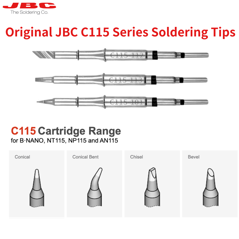 C115 Nano Soldering Iron Station - Cartouches JBC C115 originales, pointes de