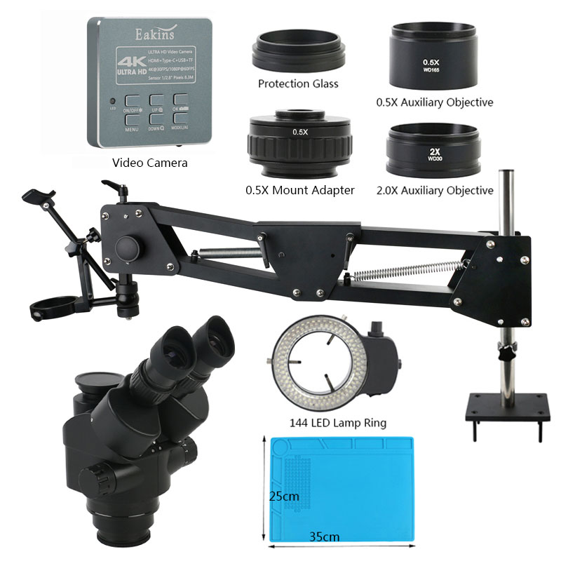 Simul-Focal Industrial Microscope 4K Hdmi - Microscope stéréo trinoculaire industriel, caméra vidéo