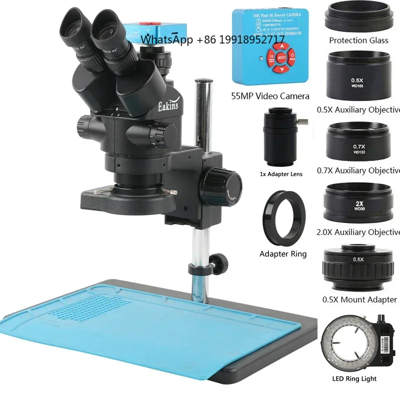 Simul-Focal Industrial Microscope 4K Hdmi - Ensemble de microscopes stéréoscopiques trinoculaires Eakins