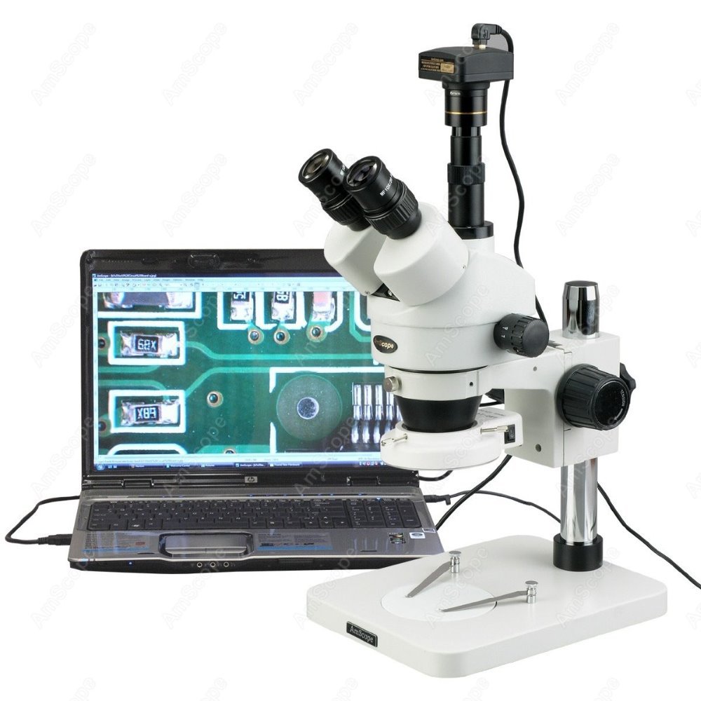 Trinocular Stereo Microscope 7X-45X - Microscope stéréoscopique trinoculaire AmScope 7X-45X +