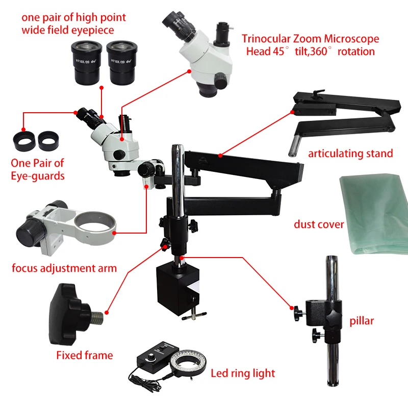 Microscope trinoculaire stéréo - Articulating Arm Boom Stand Microscope avis et prix
