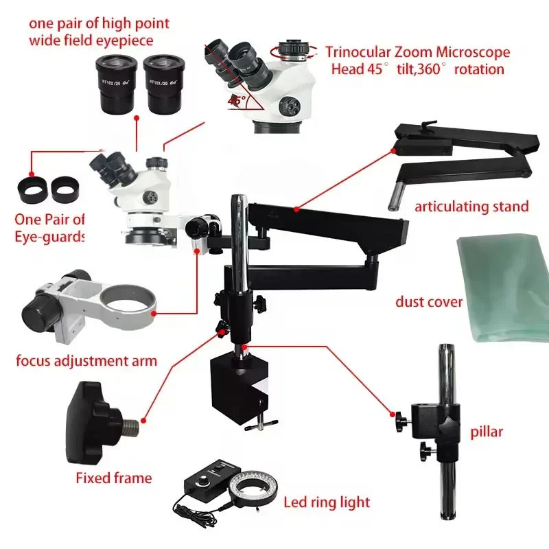 Nouveau 2026 Microscope Stéréo - Articulating Arm Boom Stand Microscope avis et prix