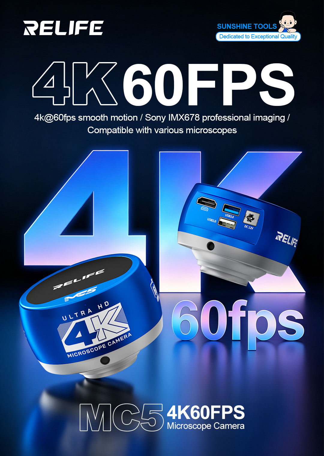 Caméra Microscopique RELIFE MC - 4K Microscope Camera Sony Sensor avis et prix