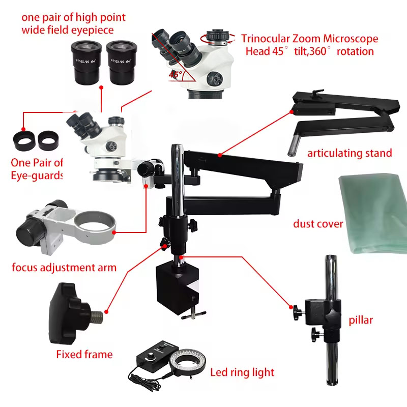 Microscope trinoculaire stéréo - Articulating Arm Boom Stand Microscope avis et prix