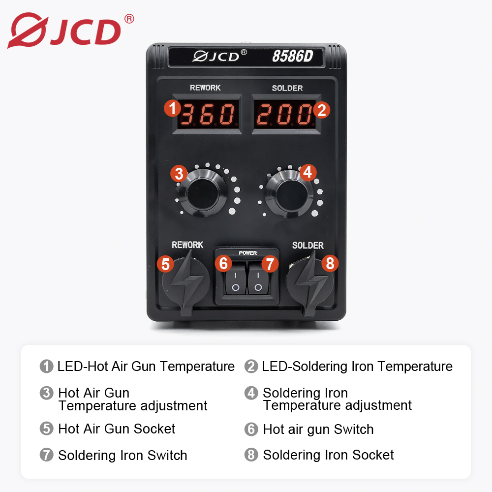 JCD 8586D Station de soudage 2 - 2 In 1 Soldering Rework Station 750W avis et prix
